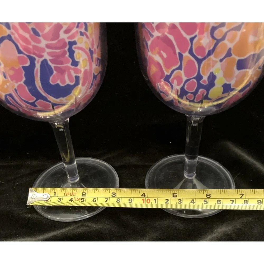 Lilly Pulitzer Sip Sip Cup Catch & Release Acrylic Beach Pool Wine Glass Set (2)